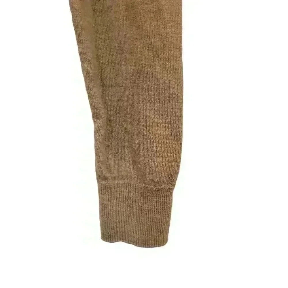 J. Crew Women's Heather Tan Merino Wool Lightweight Knit Antique Lace Collar Lon